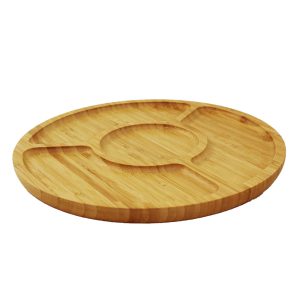 Round Wooden Serving Tray with 4 Sections - Image 3