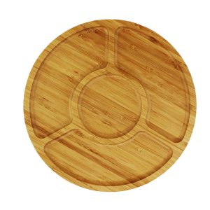 Round Wooden Serving Tray with 4 Sections - Image 4