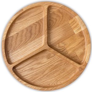 Round Wooden Serving Tray with 3 Sections - Image 5