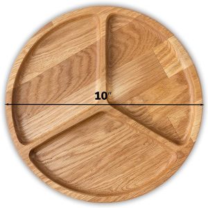 Round Wooden Serving Tray with 3 Sections - Image 6