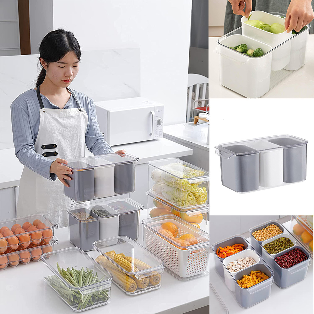 10pcs Fridge Freezer Storage Container Food Classification Grids
