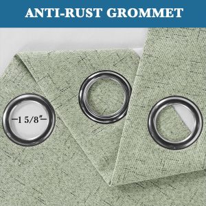 Green Blackout Curtains 140x240cm, Textured Linen Look - Image 3