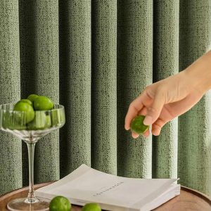 Green Blackout Curtains 140x240cm, Textured Linen Look - Image 5