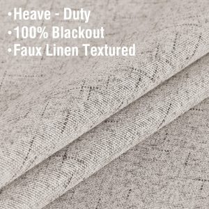 Beige Blackout Curtains 140x240cm, Textured Linen Look - Image 2