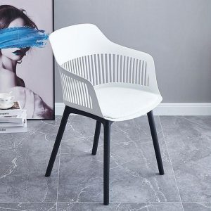 Hollow Back Plastic Arm Chair for Kitchen, Dining, Living Room - Image 4