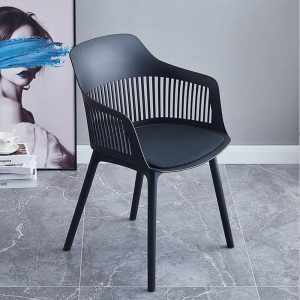 Hollow Back Plastic Arm Chair for Kitchen, Dining, Living Room - Image 5