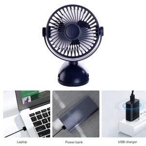Rechargeable Battery Operated Clip on Mini Desk Fan - Image 2