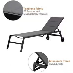 Outdoor Metal Padded Chaise Lounge - Image 3