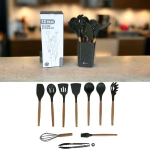 Phoenix, Silicon Kitchen Utensil Set with Wooden Handle 11 pcs - Image 1
