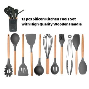 Phoenix, Silicon Kitchen Utensil Set with Wooden Handle 11 pcs - Image 6