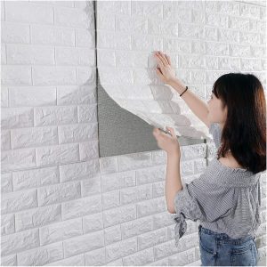 3D Wood Foam Wall Sticker Light Grey 70 x 70 x 0.6 cm - Image 3