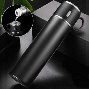 Double Wall Stainless Steel Thermos 500ml Vacuum Gift Set with Two Cups Hot & Cold - Image 6