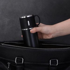 Double Wall Stainless Steel Thermos 500ml Vacuum Gift Set with Two Cups Hot & Cold - Image 3