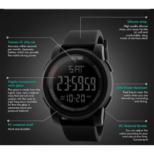 Silicone Sport Digital Men Watch Waterproof LED 24-1 - Image 3