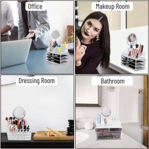 Acrylic Cosmetic Organizer, 3 Drawer Set with Mirror #8804-22 - Image 5