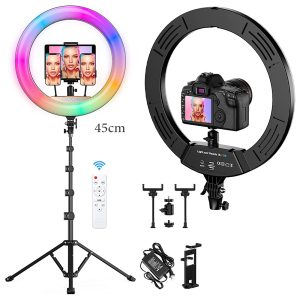 45cm RGB Led Ring Light Selfie With Remote & 2.1m Tripod - Image 2
