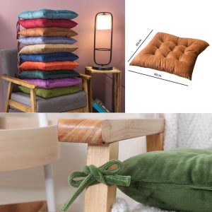 Velvet Fabric Chair Cushions 40 x 40 cm Pillow  with Soft Laces Sp100 - Image 5