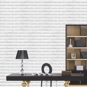 Brick, 3D Foam Wall Sticker 77 x 70 x 0.6 cm -White - Image 3