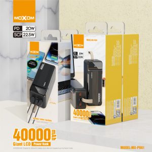MOXOM MX-PB61 22.5w Super Fast charger Giant LCD 40000mAh Power Bank - Image 3
