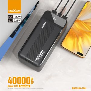 MOXOM MX-PB61 22.5w Super Fast charger Giant LCD 40000mAh Power Bank - Image 4