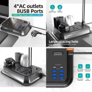 Moxom Smart Power Socket 3.4A 6 Usb Ports + 2 Pd Type-C + 4Eu MX-St07 - Image 2