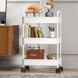 Plastic Rolling Utility Cart with Handle - Image 2