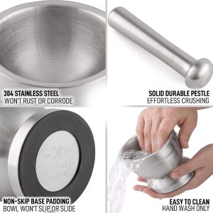 Stainless Steel Mortar and Pestle Set With Protective Lid 12-cm - Image 7