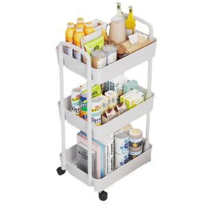 Plastic Rolling Utility Cart with Handle - Image 1