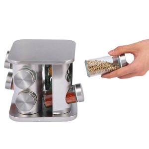 8-JARS 100ML Stainless Steel Rotating Seasoning Spice Jar Set - Image 3