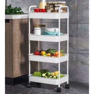 Plastic Rolling Utility Cart with Handle - Image 3