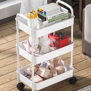 Plastic Rolling Utility Cart with Handle - Image 6