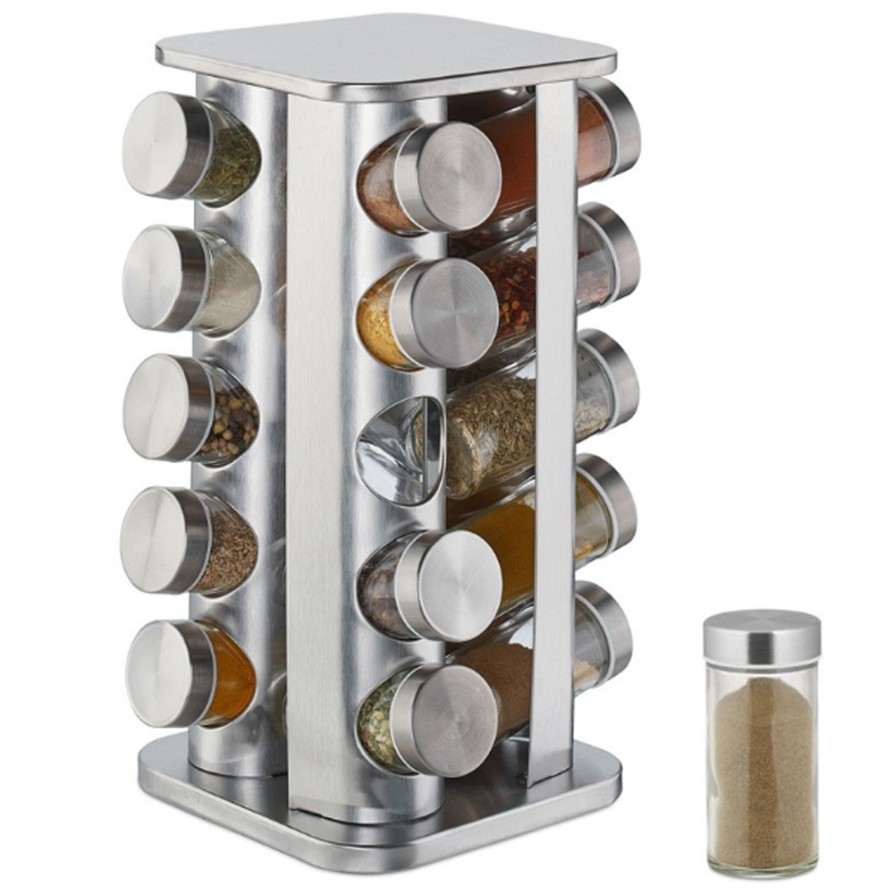 20-jars 100ml Stainless Steel Rotating Seasoning Spice Jar Set 