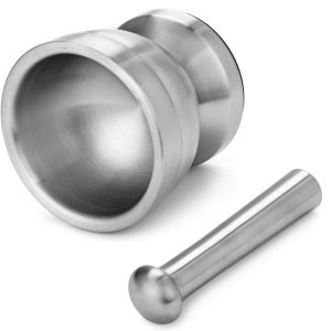 Stainless Steel Mortar and Pestle Set With Protective Lid 12-cm - Image 9