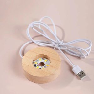10 cm Earth Crystal Glass Ball Light 3D Nightlight Wooden LED Display Base Stand - Image 4