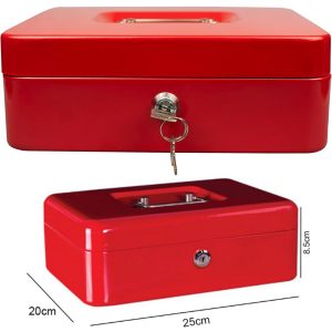 Box Safe Metal Lock Savings Bank  (L25 X W18 X H9)Cm - Image 4