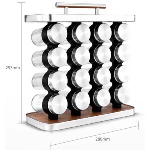 16-JARS Stainless Steel Wood Grain Spice Rack - Image 3