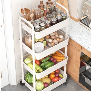 Plastic Rolling Utility Cart with Handle - Image 4