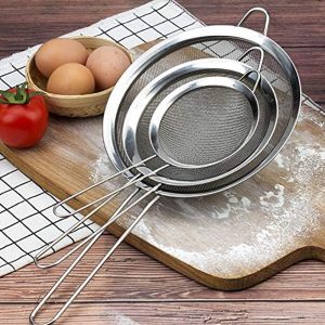 Premium Fine Mesh Strainers Stainless Steel Set of 3 Kitchen Sieves - Image 4