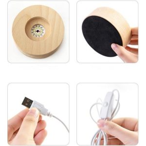 10 cm Earth Crystal Glass Ball Light 3D Nightlight Wooden LED Display Base Stand - Image 5