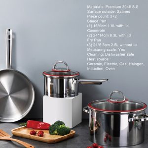 5PCS DSP STAINLESS STEEL COOKWARE SET CS003-S01 - Image 3