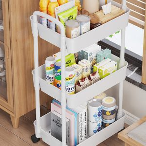 Plastic Rolling Utility Cart with Handle - Image 7