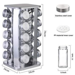 20-JARS 100ML Stainless Steel Rotating Seasoning Spice Jar Set - Image 5