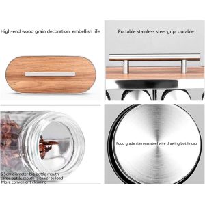 12-JARS Stainless Steel Wood Grain Spice Rack - Image 5