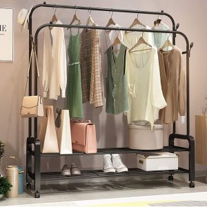 Clothing Garment Rack with Wheels Hanging - Image 3