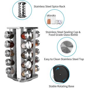 20-JARS 100ML Stainless Steel Rotating Seasoning Spice Jar Set - Image 3