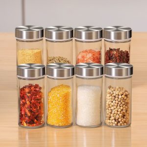 12-JARS Stainless Steel Wood Grain Spice Rack - Image 6