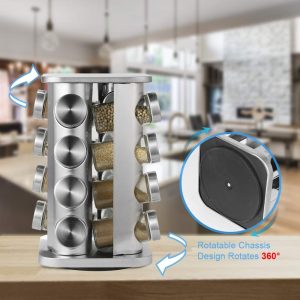 16-JARS 100ML Stainless Steel Rotating Seasoning Spice Jar Set - Image 5
