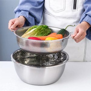Vegetable Strainer Stainless Steel Colander with Handle - Image 4