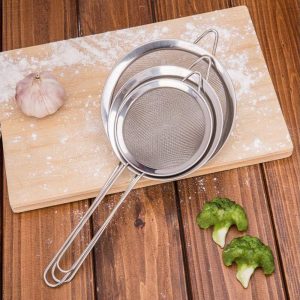 Premium Fine Mesh Strainers Stainless Steel Set of 3 Kitchen Sieves - Image 8