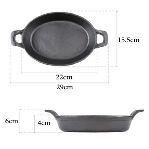 Gratin Dish, Cast Iron Skillet with Wooden Serving Tray - Image 3